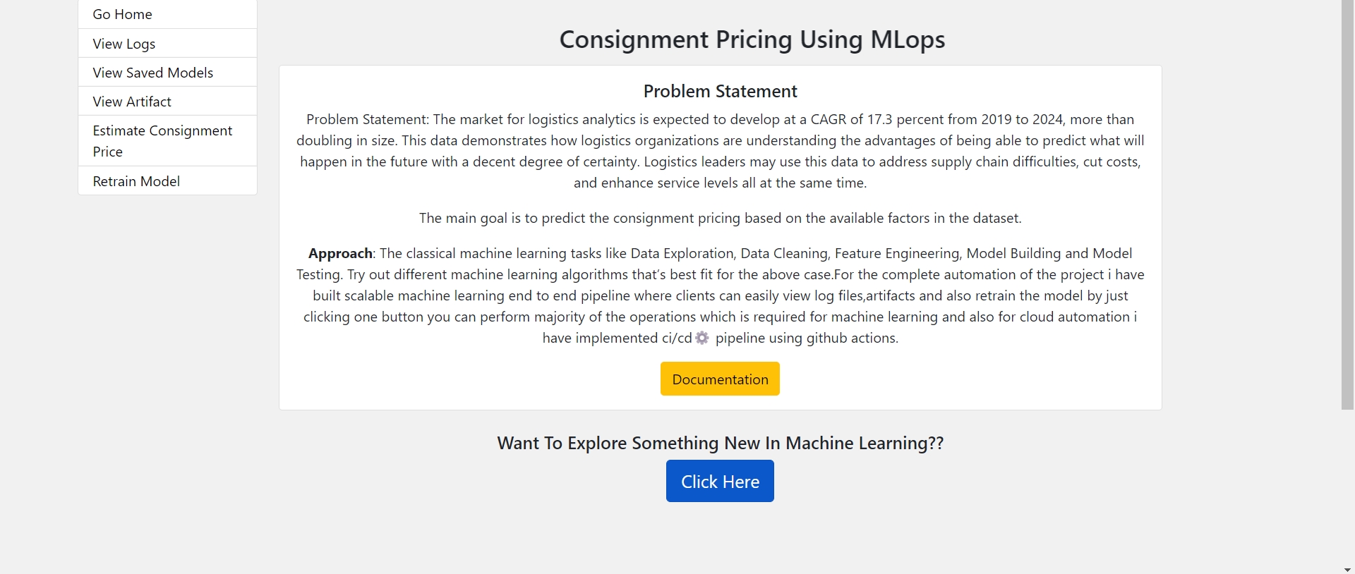 Consignment Pricing using MLops(POC)